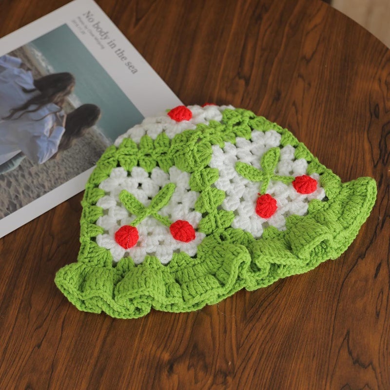 Busnos Crochet Bucket Hats for Women Handmade Hat Cute Foldable Knitted Hats for Women - Image 4